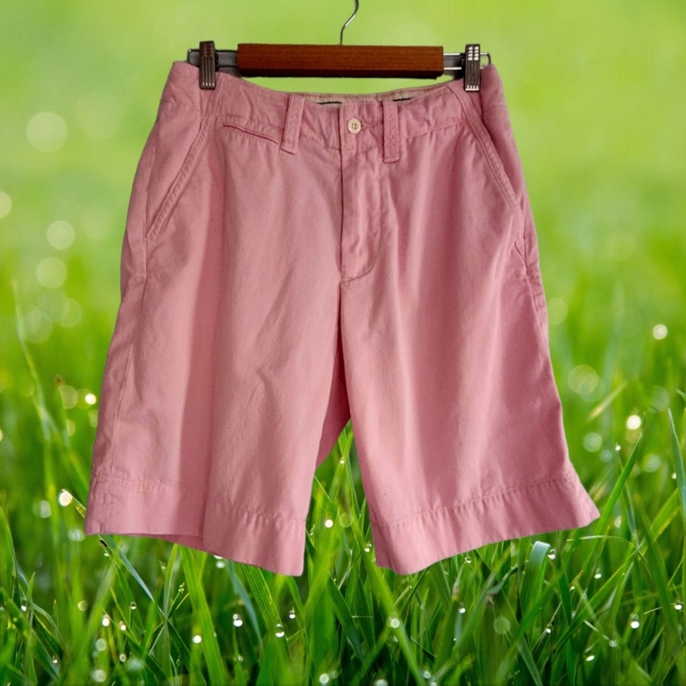 Polo  Ralph Lauren Pink Preppy Classic Vintage High Waist Long Shorts Size 29